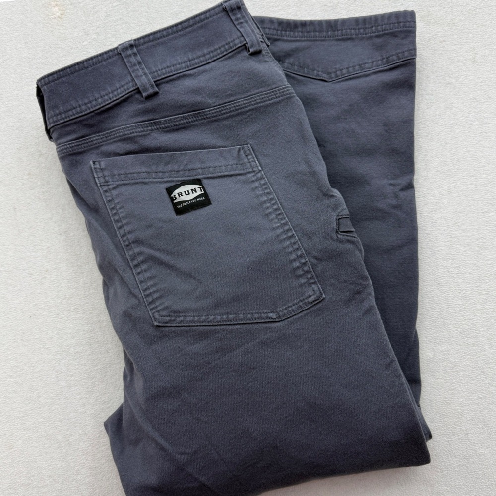 Brunt Work Pants Mens 40x30 Gray Utility Canvas Articulated Knee Trousers